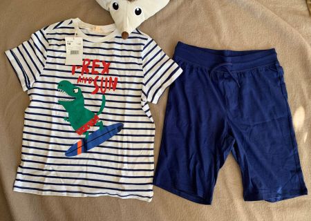 Dinosaurier surf TEE SHIRT PULLI und kurze HOSE SHORT NEU !