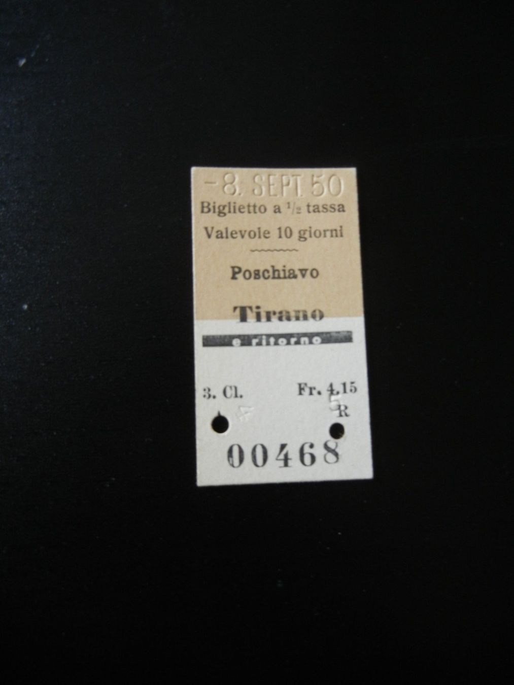 Banconote: Billet de train / année 1950 – Usato da Courtelary venduto da vivi94