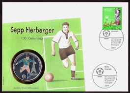 1 UNZE Farb-Silber-Numis, Gedenken an Sepp Herberger Fussbal
