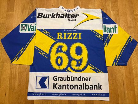 ORIGINAL HC DAVOS # 69 RIZZI SIGNIERT 2008/09 TRIKOT HCD XL