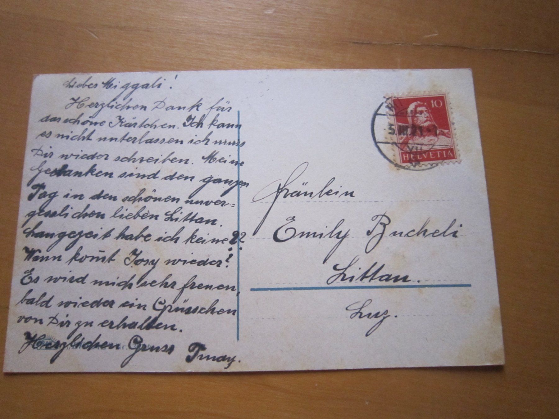 Ansichtskarten: No 4 Postkarte 1921 – Gebraucht aus Gordola von Polentaefung 1