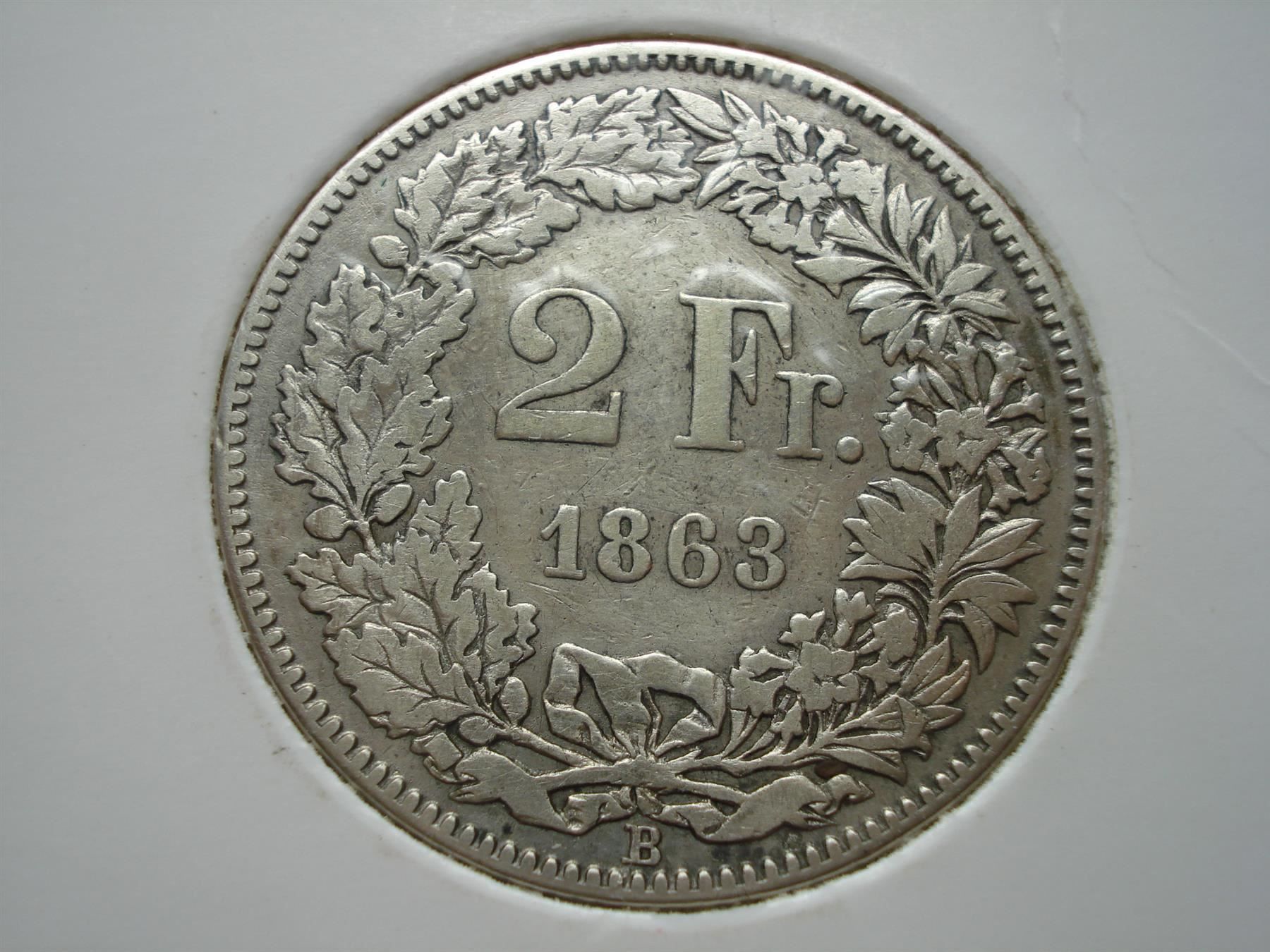 Tutti le monete: (94)  2 Franken  1863 – Usato da Erlach venduto da Net-Coins 2