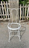 4 Vintage Stuhlgestelle aus Metall weiss lackiert