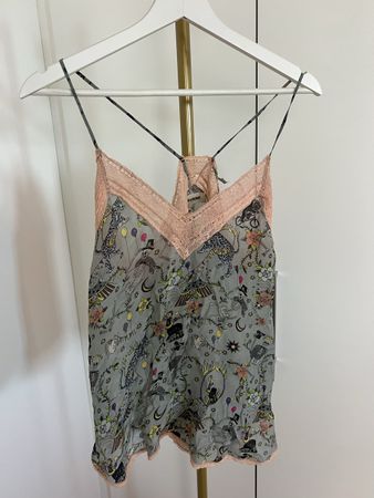 Débardeur Zadig & Voltaire imprimé rose dentelle taille XS