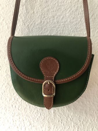 Kleine Umhängetasche Leder grün