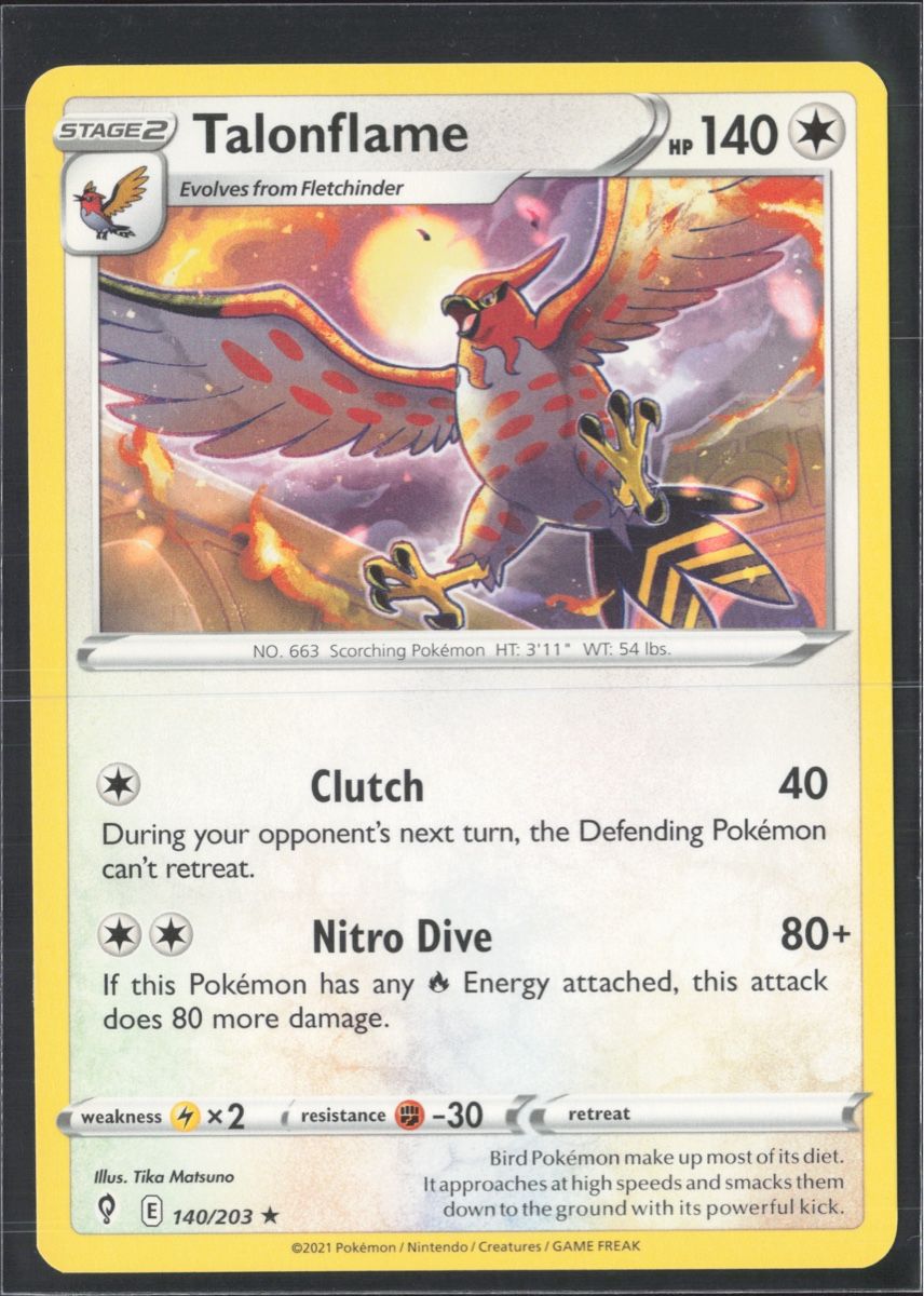 Pokémon Sammelbilder & Trading cards: POKÉMON / Talonflame / Evolving Skies 🇺🇸 – Gebraucht aus Herzogenbuchsee von TCG-High-Quality