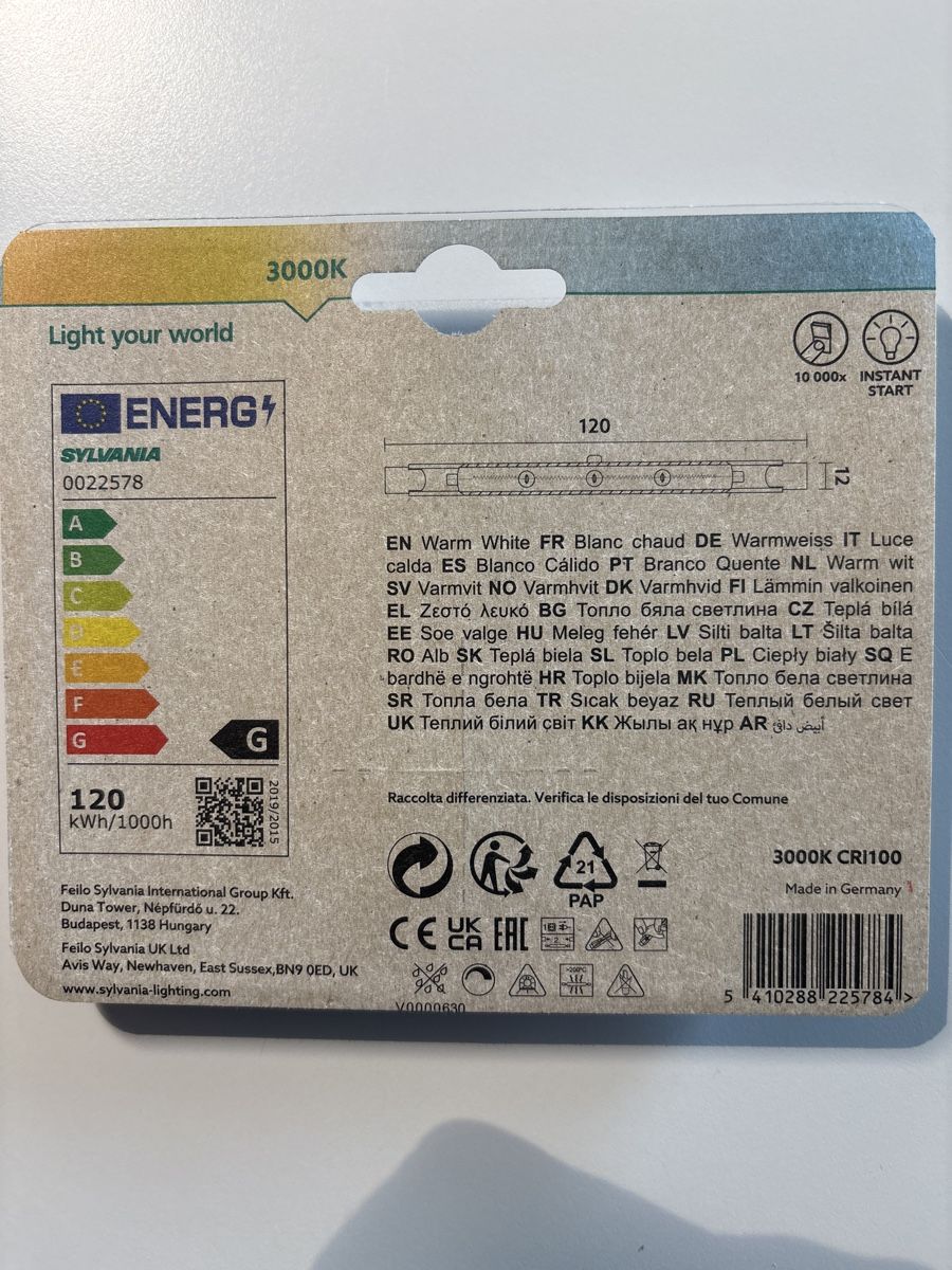 Lampade: Sylvania Halogenstab 230V 120WR7s – Nuovo e nell'imballaggio originale da Kirchleerau venduto da koerbel 1