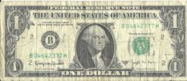 Eine abgeranzte US-Dollar-Note, Serie 1963