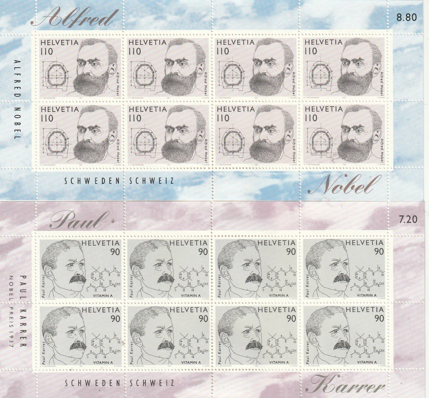 Alle Briefmarken: 927 u. 928 Kleinbogen mit 8 Marken Gestempelt und Postfrisch – Gebraucht aus Rupperswil von Ema10 2