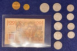 Konvolut verschiedene Münzen und Banknote France (B)