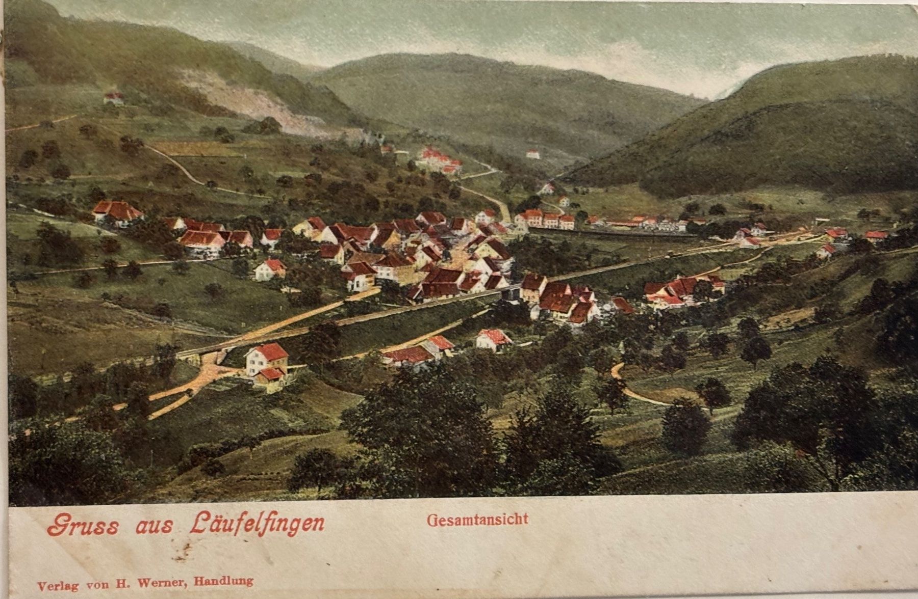 Cartoline postali: Gruss aus Läufelfingen, Vollstempel, 1908 – Usato da Frauenfeld venduto da Merk52