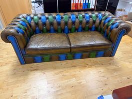 Luxus Chesterfield Echtleder 2er Sofa