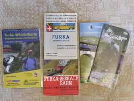 Vintage konvult Furkapass/CH Alpenpost/Prospekte Furkabahn