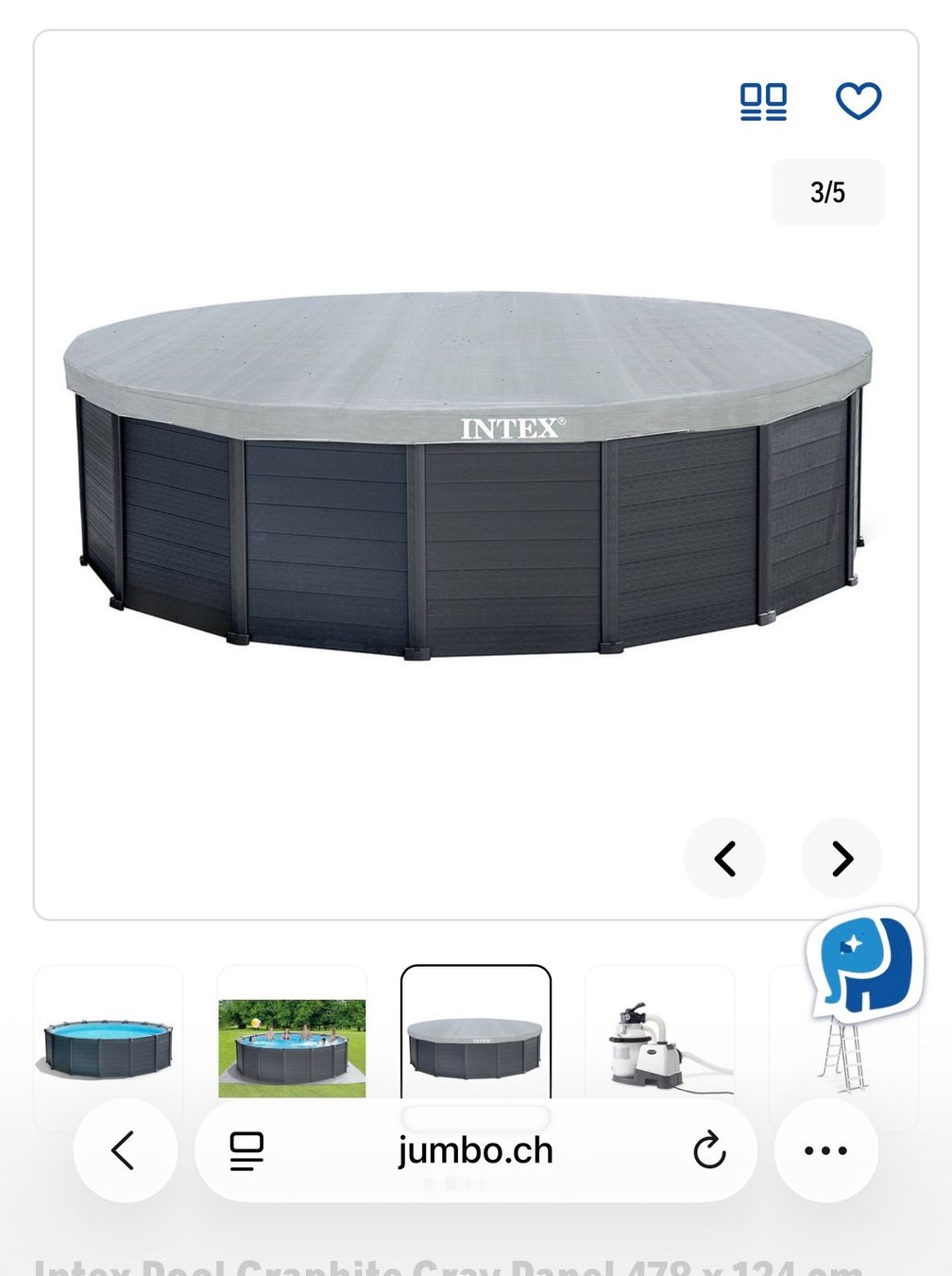 Intex Piscines: Intex Pool Graphite Gray Panel 478 x 124 cm Rund – Neuf avec emballage d'origine à Oberentfelden par Tamtam7979 1