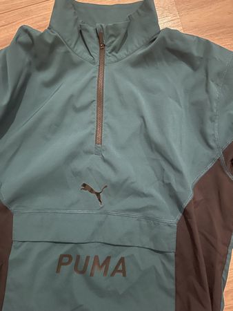 Puma Trainingsjacke halb Reissverschluss grün schwarz