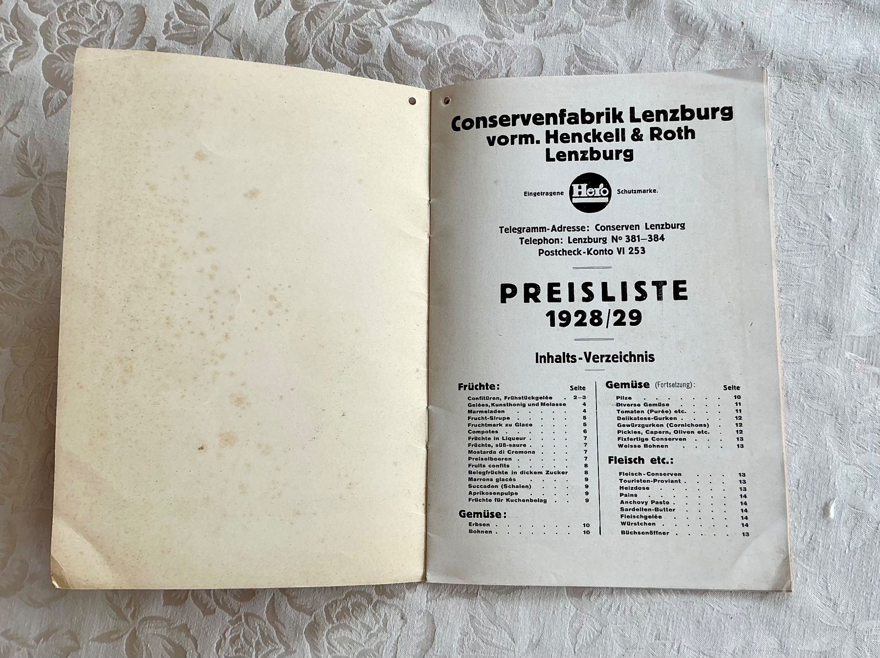 Ansichtskarten: HERO LENZBURG PREISLISTE 1928/29 – Gebraucht aus Zell LU von Silvermemory 1