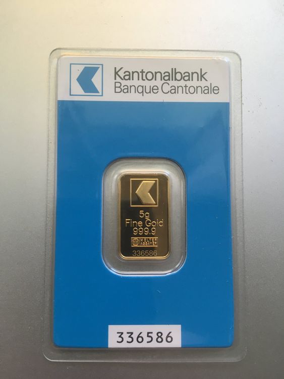 Metalli preziosi: Goldbarren 5 Gramm - Fine Gold 999.9  Kantonalbank – Nuovo e nell'imballaggio originale da Zug venduto da RST70JE