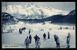 AK St. Moritz, Schlittschuhläufer auf dem St. Moritzersee