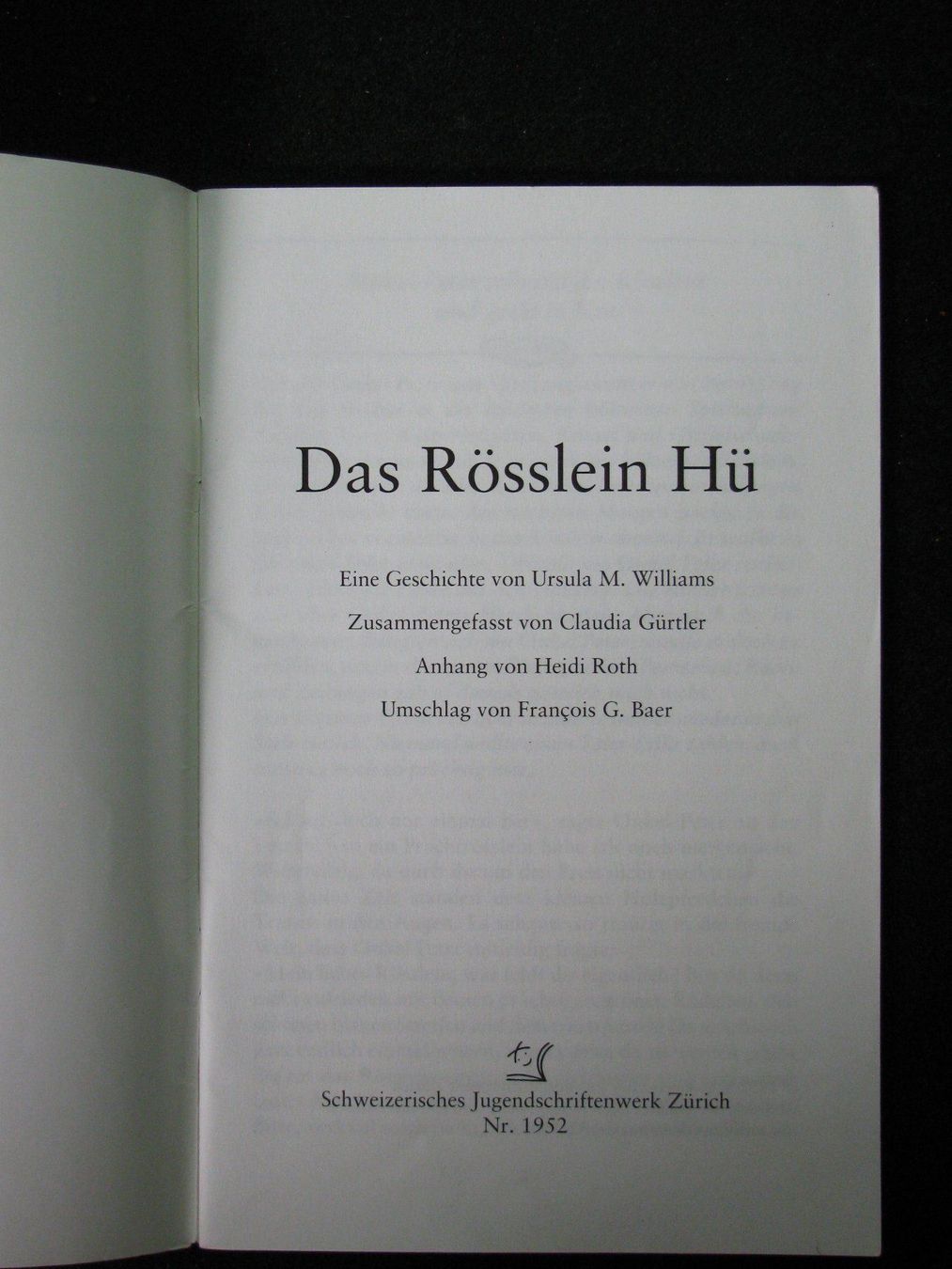 Libri: SJW 1952 U. M. Williams Das Rösslein Hü – Usato da Reitnau venduto da Zaomir 2