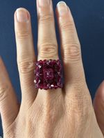 Bague large en cristaux Swarovski fuchsia / prune – faite ma