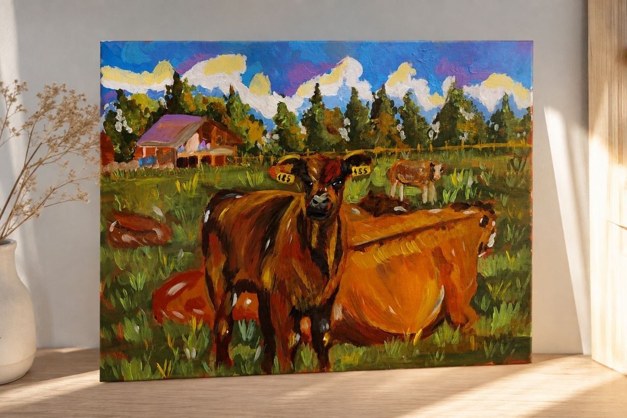 Tableaux: Handgemaltes Kuh-Gemälde 50x40 – D'occasion à Oensingen par ale_ftv9