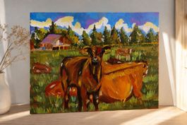 Handgemaltes Kuh-Gemälde 50x40