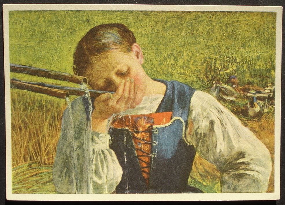 Cartoline postali: GIOVANNI SEGANTINI Die Graubündnerin – Usato da Jona venduto da philajona