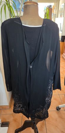 Schwarze Blusen-Jacke, Grösse 48, transparent