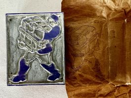 Antiker Druckstock print-block Santichlaus mit Geschenken