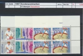 1987 "Sonderpostmarken", Viererblock, ET - Stempel
