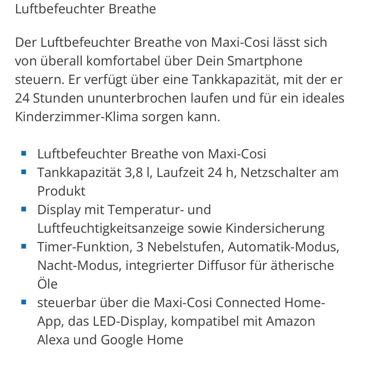 Luftbefeuchter: Maxi Cosi Luftbefeuchter Breathe – Neu (gemäss Beschreibung) aus Luzern von mar_7xyl 4