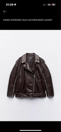 Zara Faux Leather Biker Jacket - Oversized - XS - Brown
