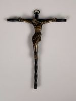 Vintage Wandkruzifix mit Christus aus Bronze