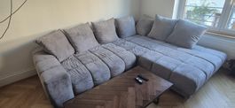 Ecksofa grau mit Schlaffunktion und Bettkasten 