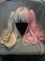 💇🏼‍♀️Perruque bicolore rose et blonde avec couettes,super!
