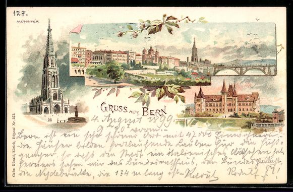 Cartoline postali: Litho Bern, Teilansicht, Münster, Ortsp – Usato da Berlin venduto da bartko-reher