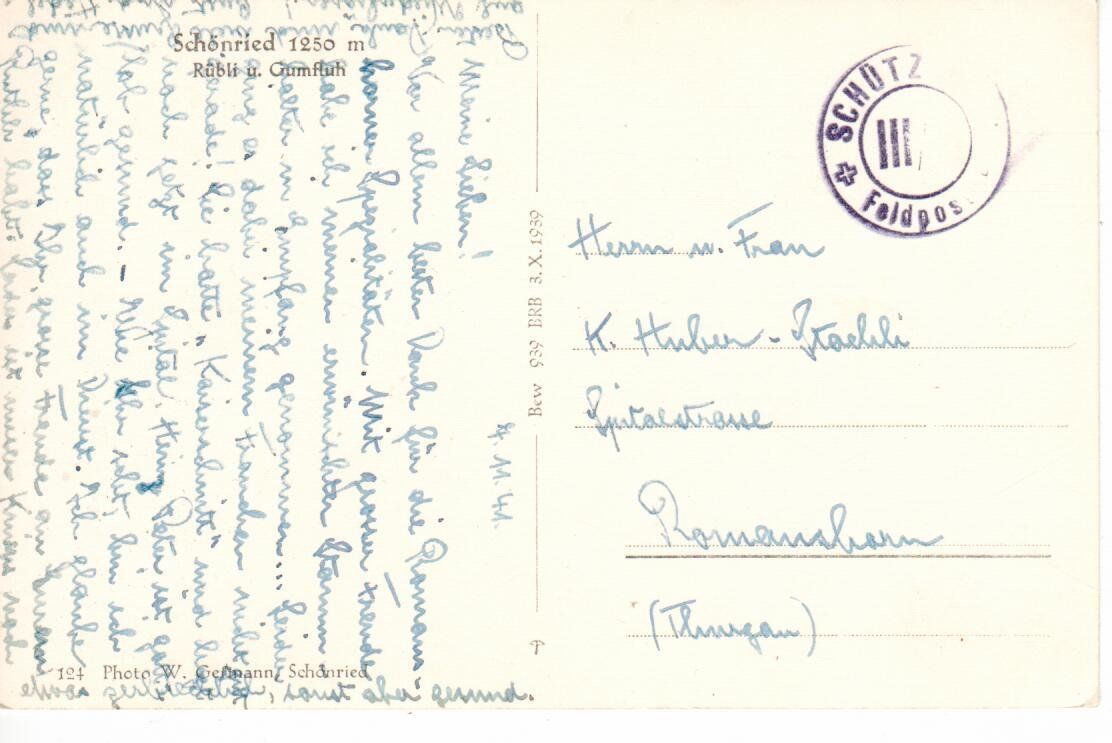 Cartoline postali: Schönried  1941 – Usato da Wolhusen venduto da Curver9 1
