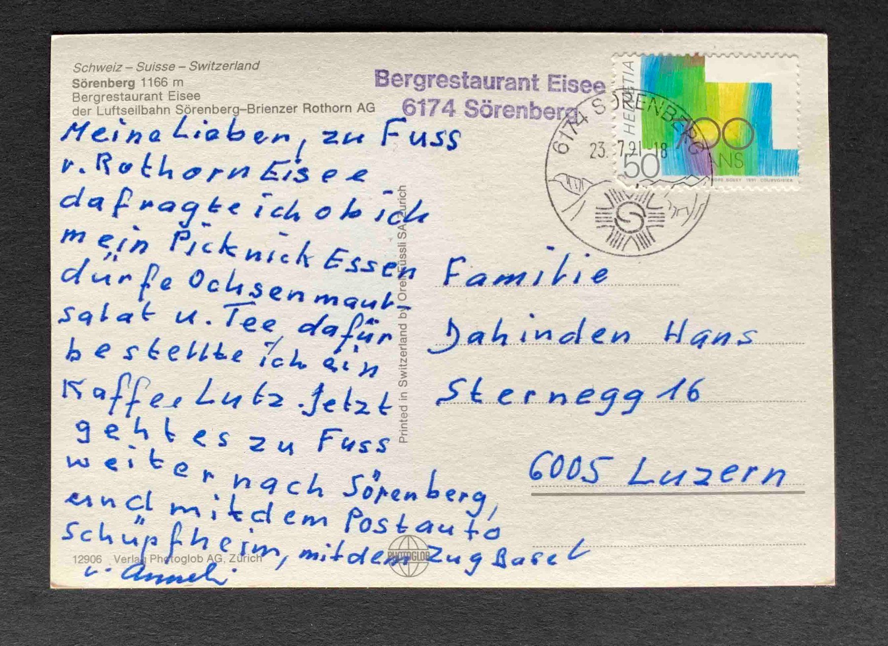 Cartoline postali: AK Sörenberg Bergrestaurant Eisee Luftseilbahn Brienzer Roth – Usato da Goldau venduto da artelier1 1