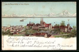 Litho Neuchatel, Lac de Neuchatel et les