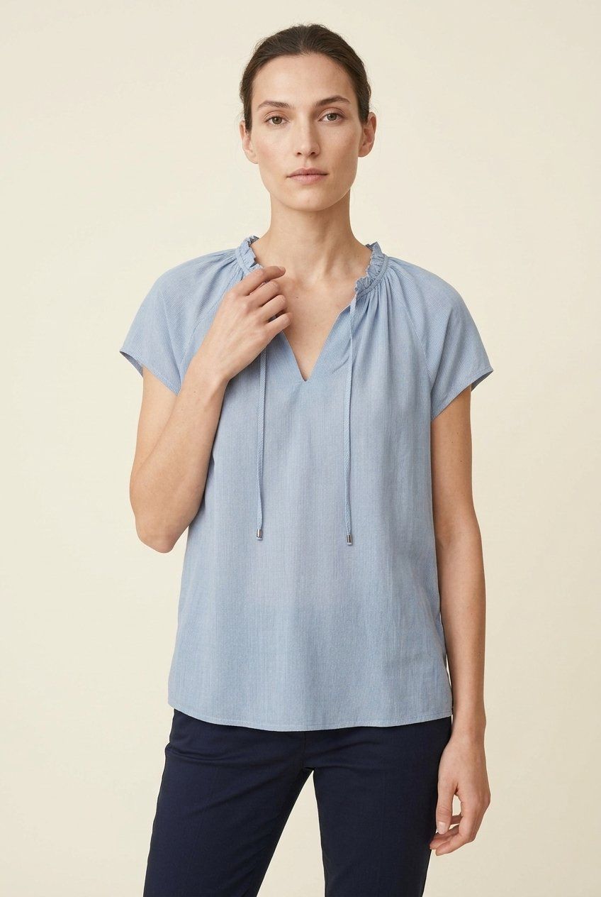 S.Oliver Camicette: s.Oliver Blouse Viscose Bleu Rayé T. 34 – Usato da Fribourg venduto da re-fine