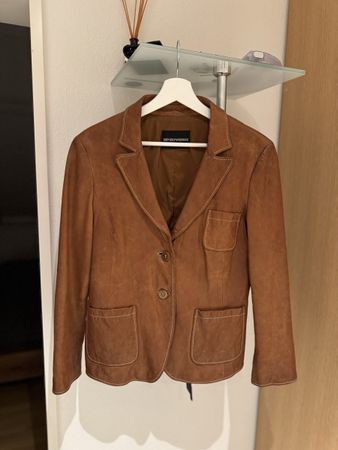 Emporio Armani Leather Jacket, Brown, Size 46IT