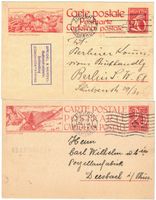 CH 2x Ganzsache BPK Simplon Pass 1924 + Institut Teufen 1926