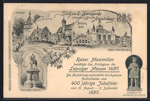 Cancelleria postale: Leipzig, Industrie u. Gewerbe-Ausstellun – Usato da Berlin venduto da bartko-reher