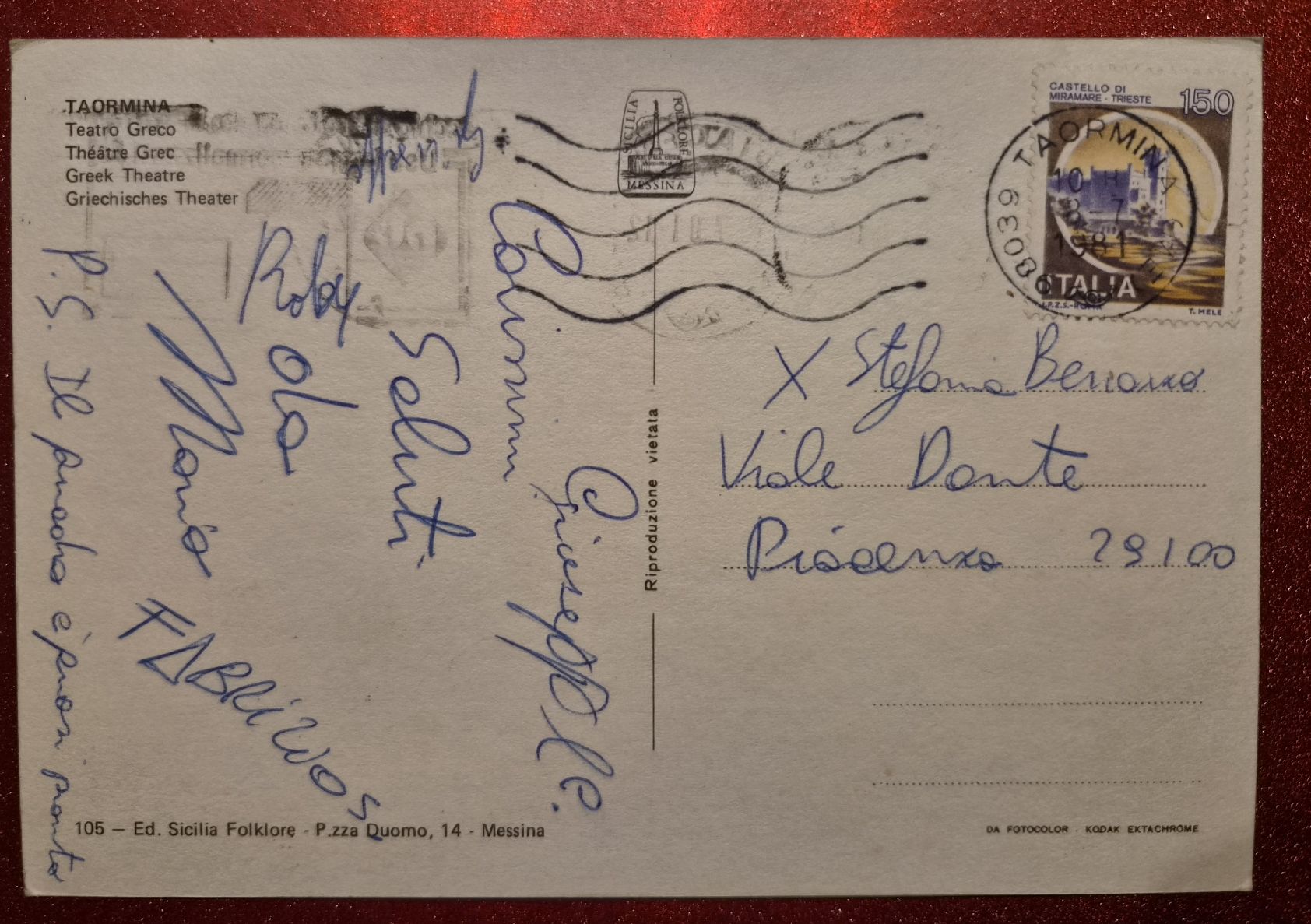 Cartoline postali: Taormina Teatro Greco Italien 1981 – Usato da Melchnau venduto da Arthurius 1