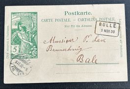 UPU Postkarte mit Kastenstempel Bulle 