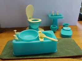 Puppenstube Badezimmer Set, Vintage, Bambola Rarität