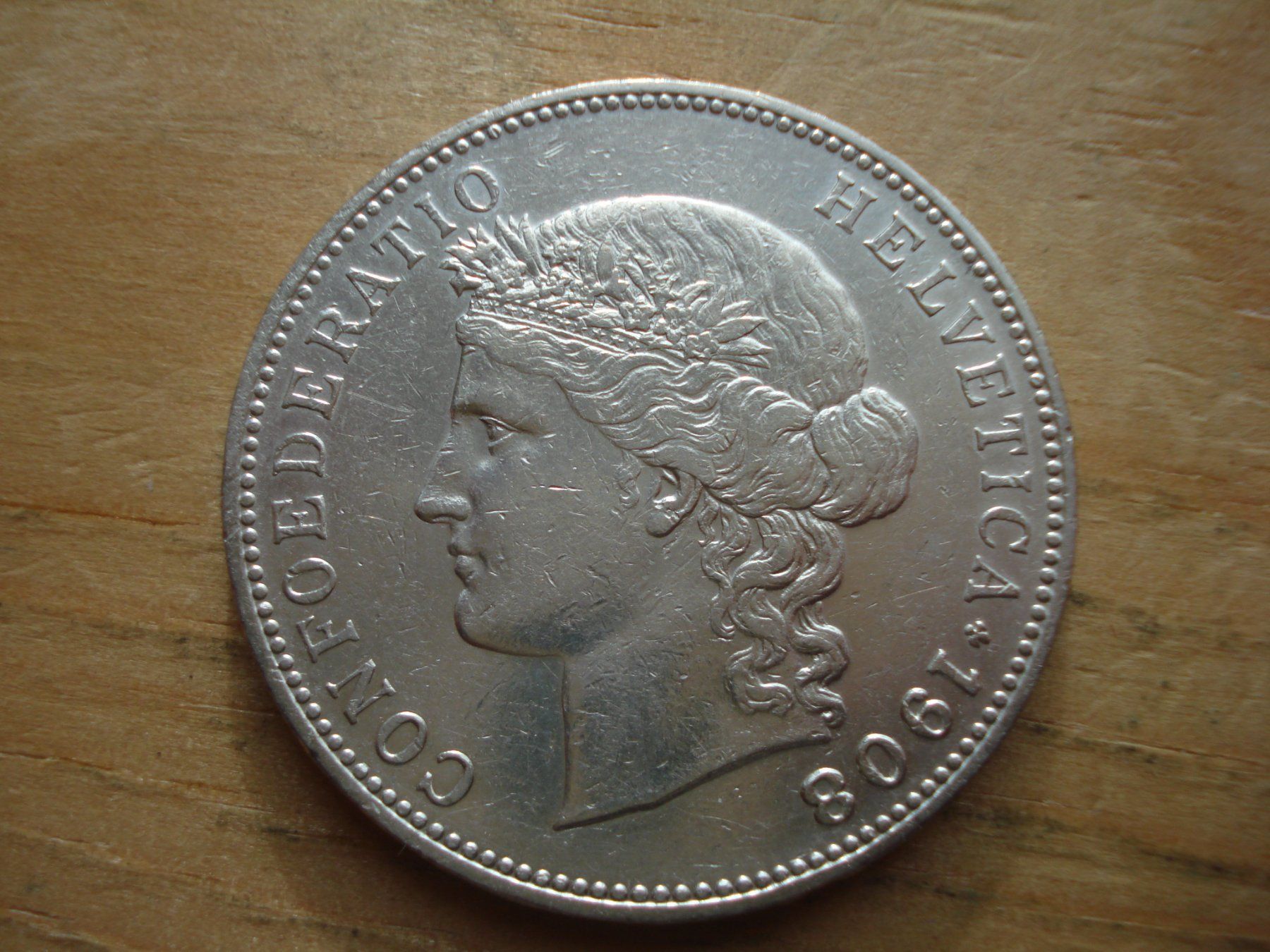Tutti le monete: (H6) 5 Franken 1908 VZ- – Usato da Erlach venduto da Net-Coins