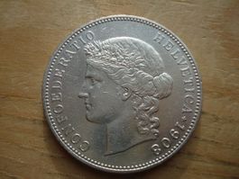 (H6) 5 Franken 1908 VZ-