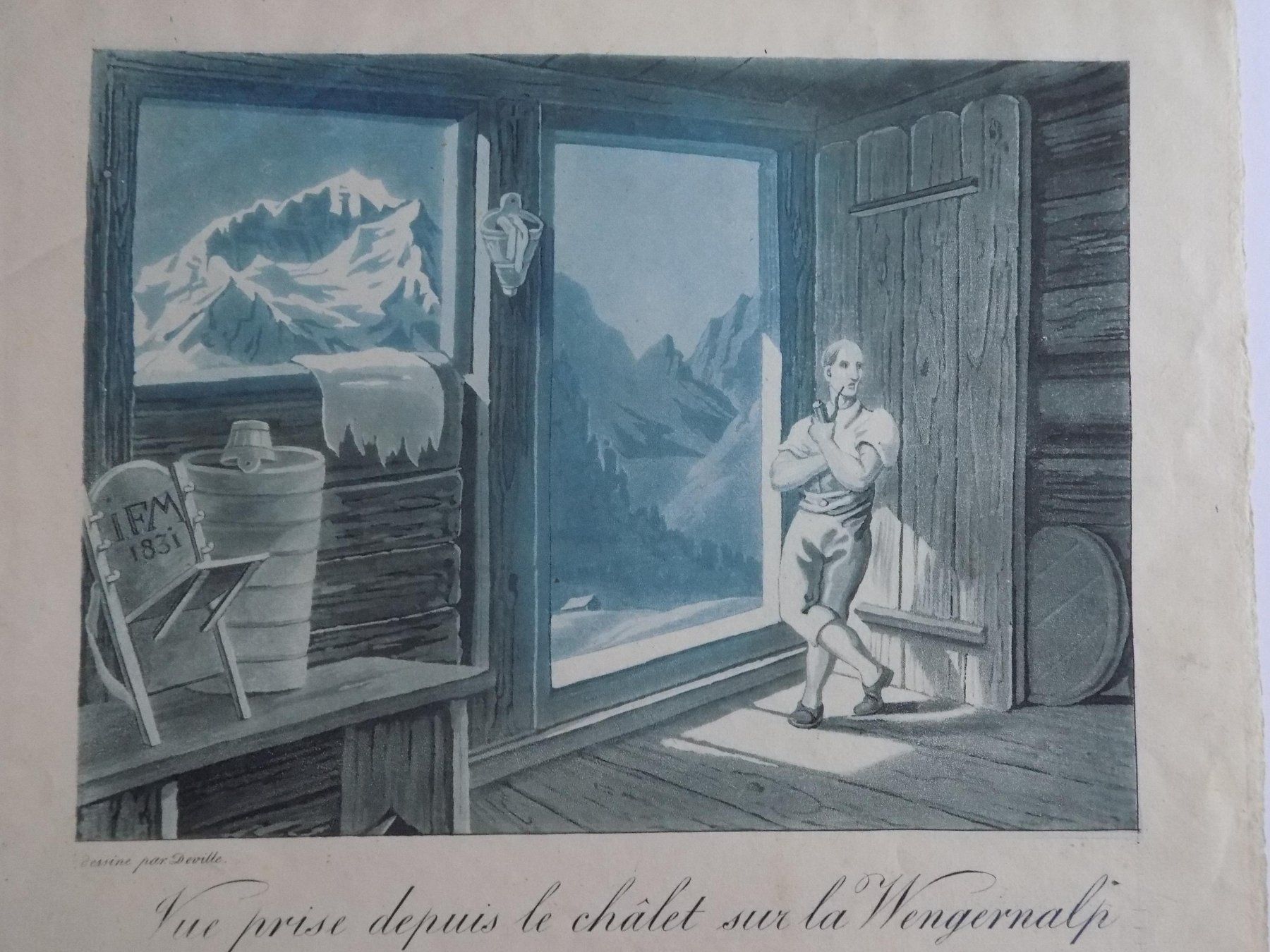 Incisioni: Aussicht vom Chalte Wengernalp – Usato da Risch venduto da Antikfee 6