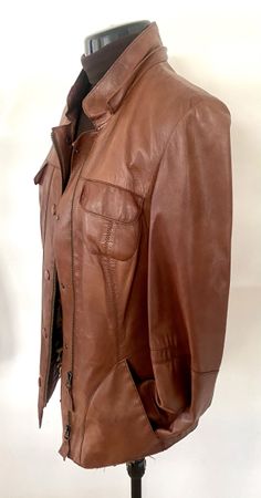 Leichte Braune Echtlederjacke Gr. 36 mit Kapuze, gefüttert